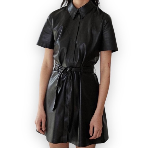 Nanushka Dresses & Skirts - NWT Nanushka “Roberta” Signature Vegan Leather Mini Shirt Dress